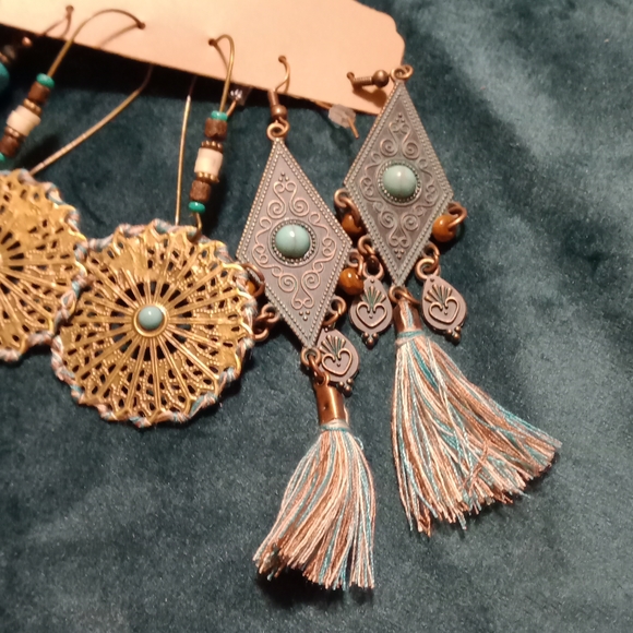 Trio of Earrings Tourquois or orange - Picture 4 of 8